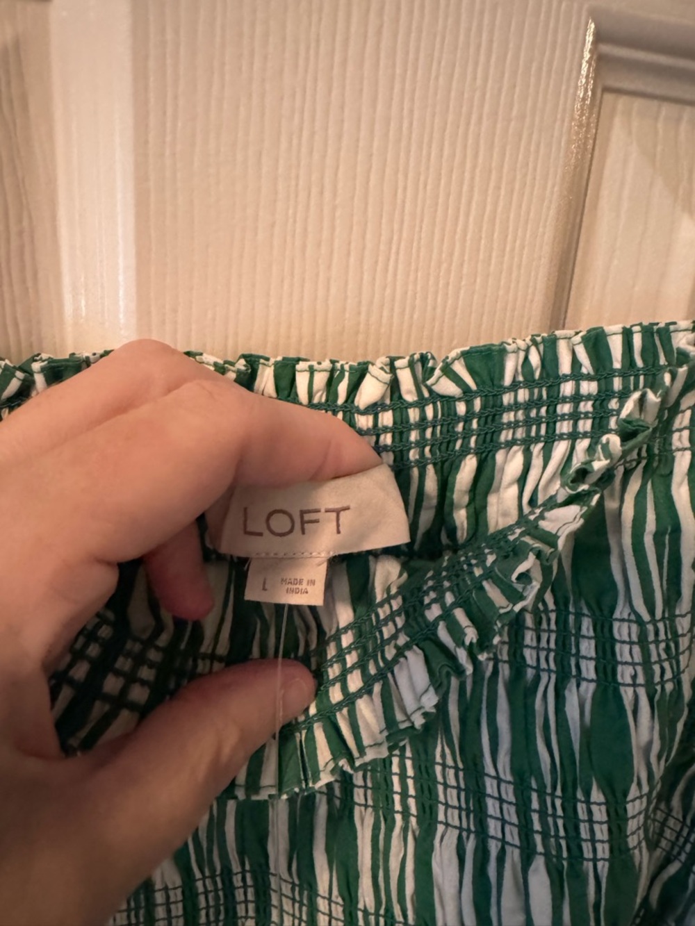 NWT LOFT Green & White Striped Smocked Sundress-Sz L - Picture 5 of 5
